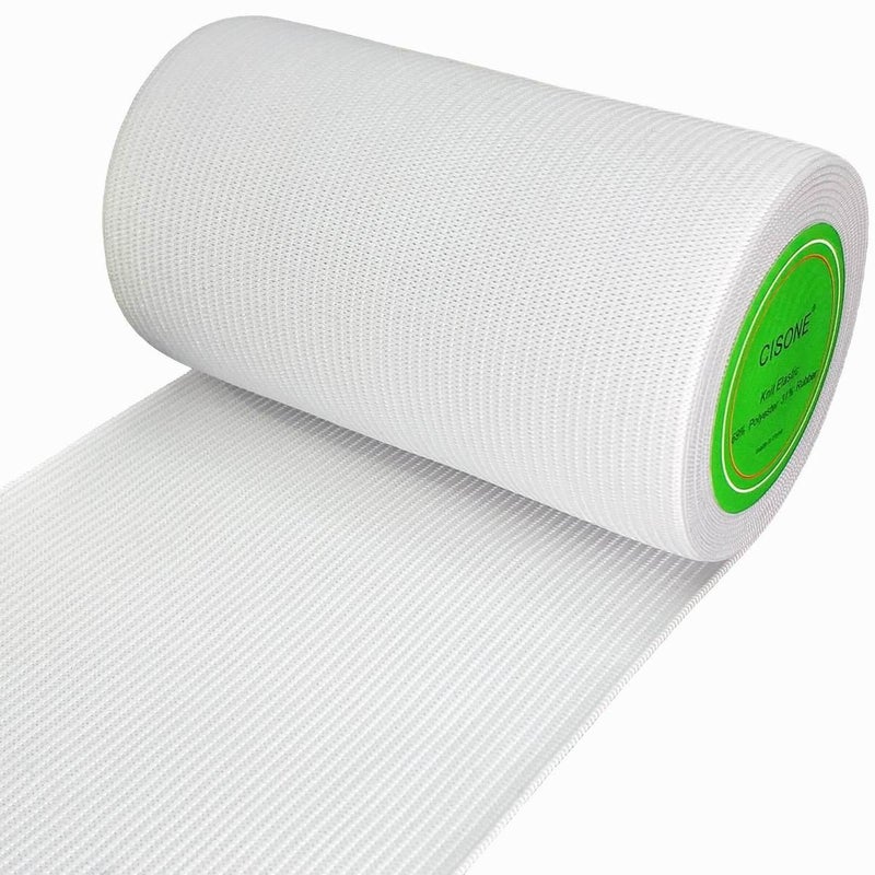 CISONE Knit Elastic 4 Inch Wide White Heavy Stretch High Elasticity Knit Elastic Band 3 Yards - Image 1